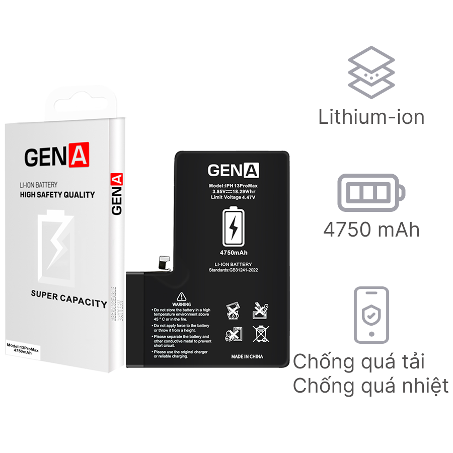 Thay pin iPhone 13 Pro Max dung lượng siêu cao chính hãng GENA
