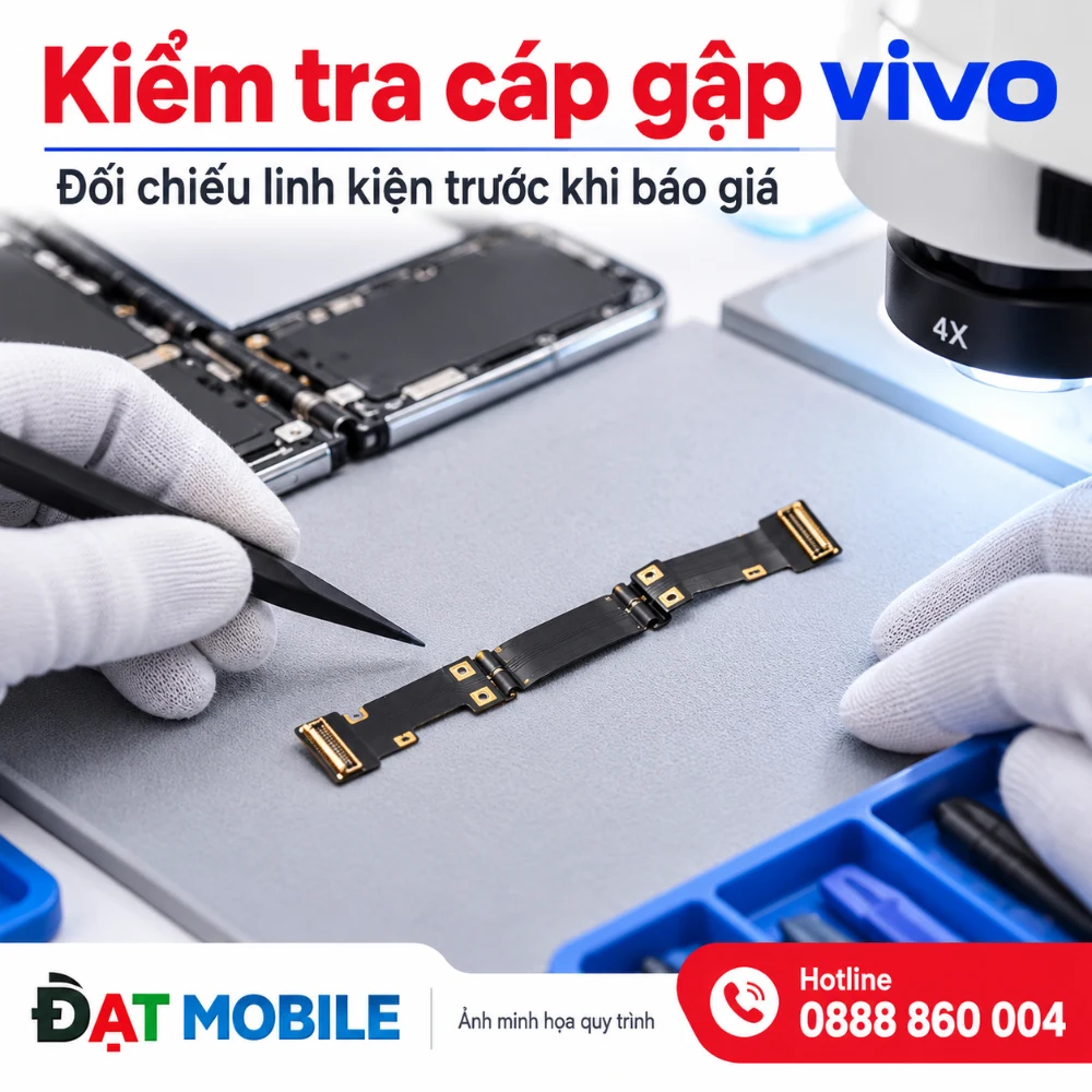 Minh họa AI cáp gập và quy trình kiểm tra Vivo
