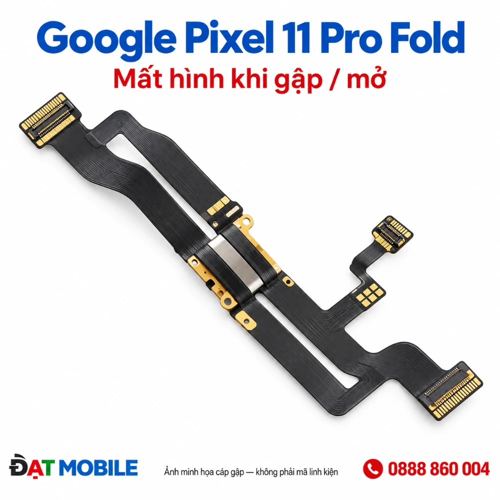 Minh họa cáp gập cho Google Pixel 11 Pro Fold - Mất hình khi gập / mở