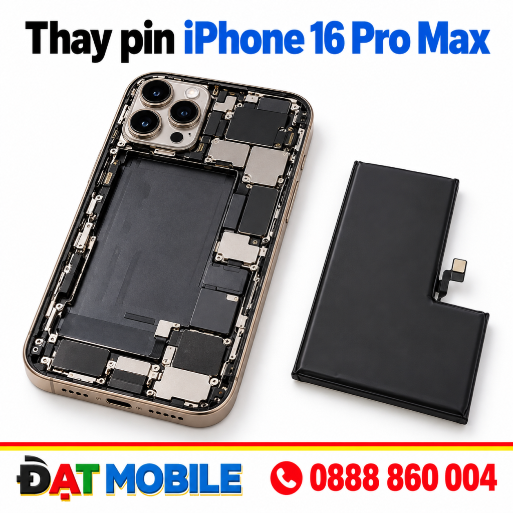 Thay pin iPhone 16 Pro Max dung lượng chuẩn chính hãng GENA tại Đạt Mobile